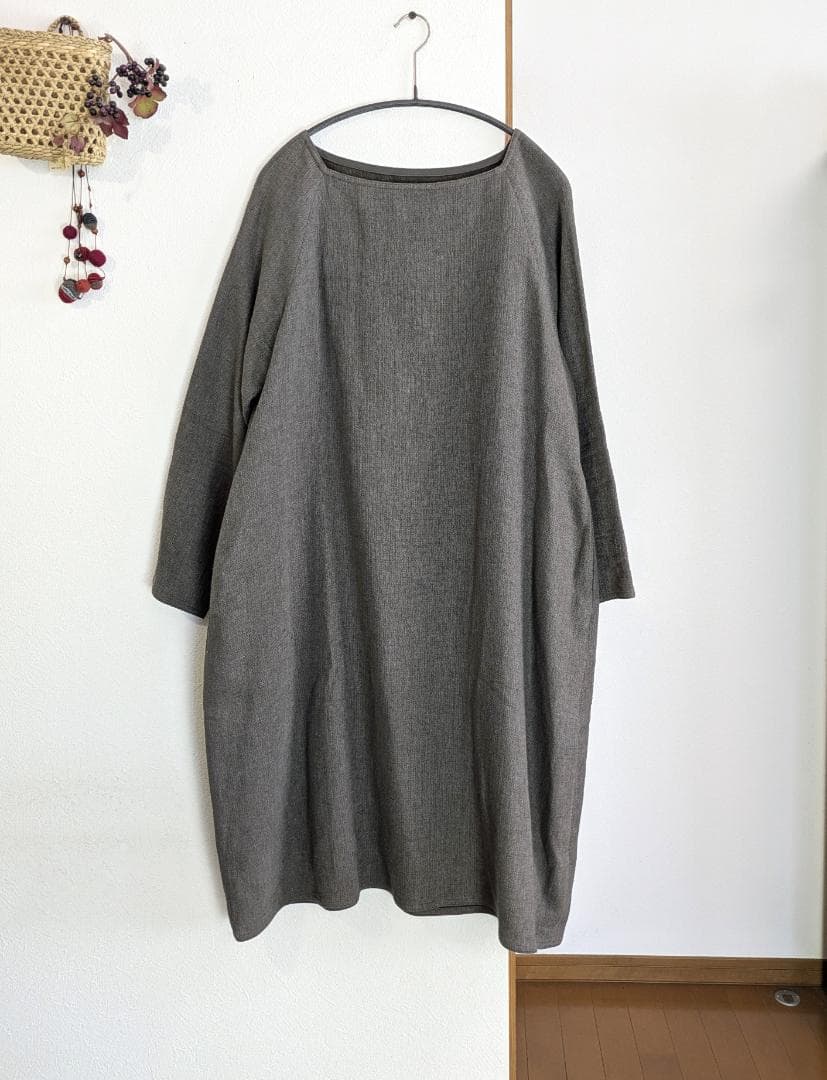 ヨーガンレール☆20年秋☆リネンコットン二重織バルーンOPチャコール☆美品です