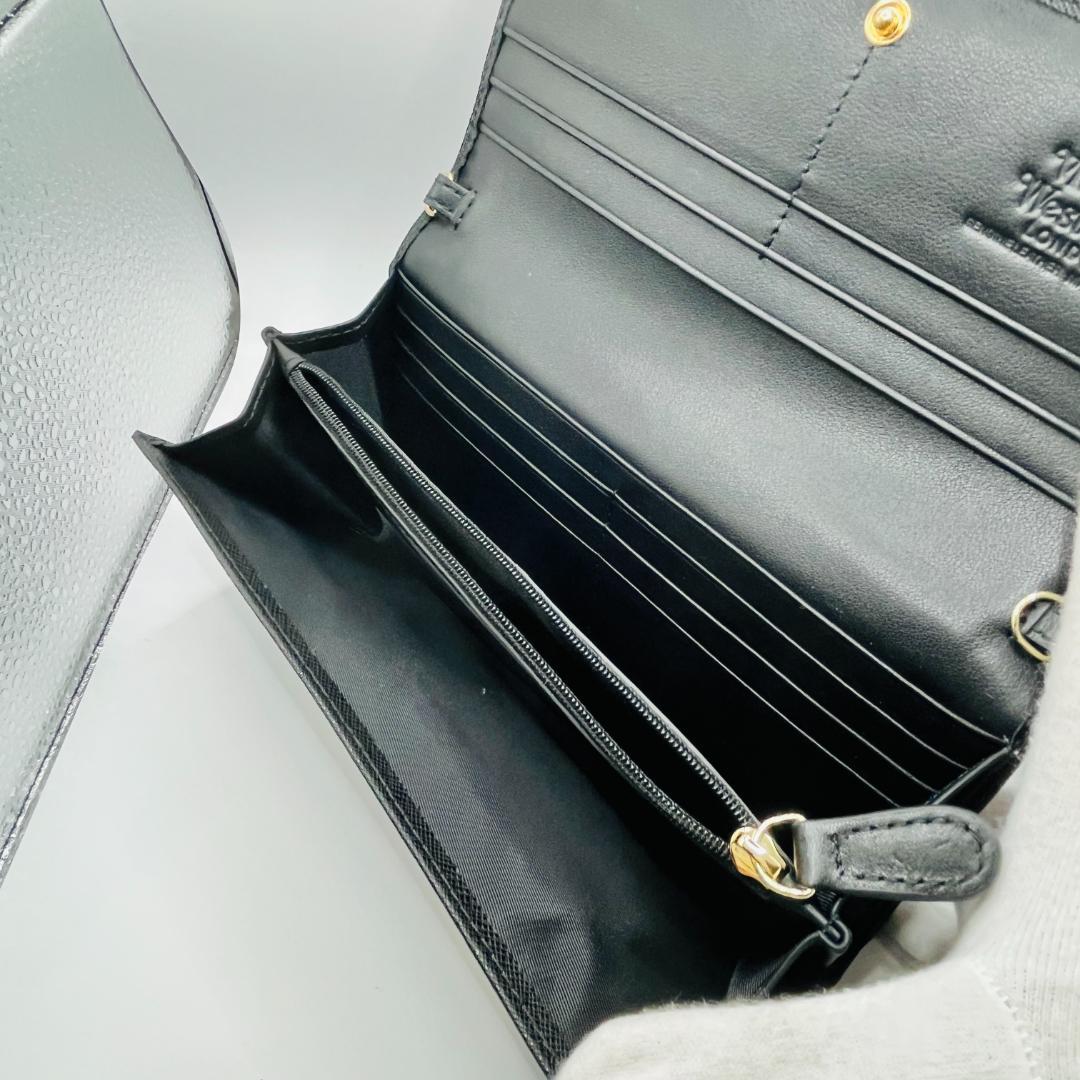 未使用 Vivienne Westwood 長折財布 黒 シンプル チェーン