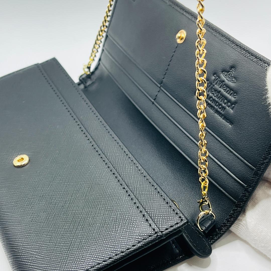 未使用 Vivienne Westwood 長折財布 黒 シンプル チェーン
