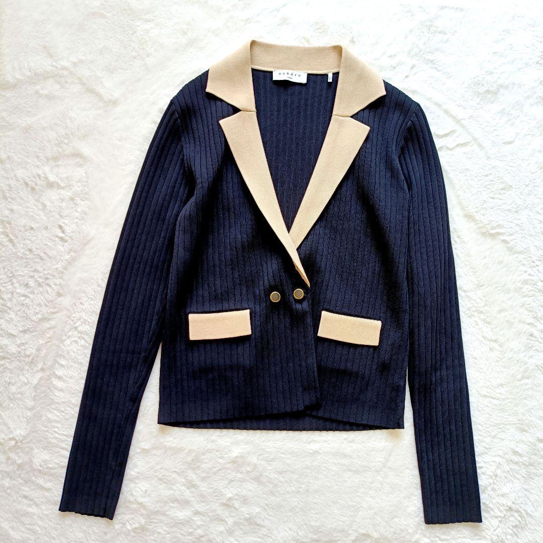 Sandro　ニットジャケット　ダブル　ブラック　ニットカーディガン