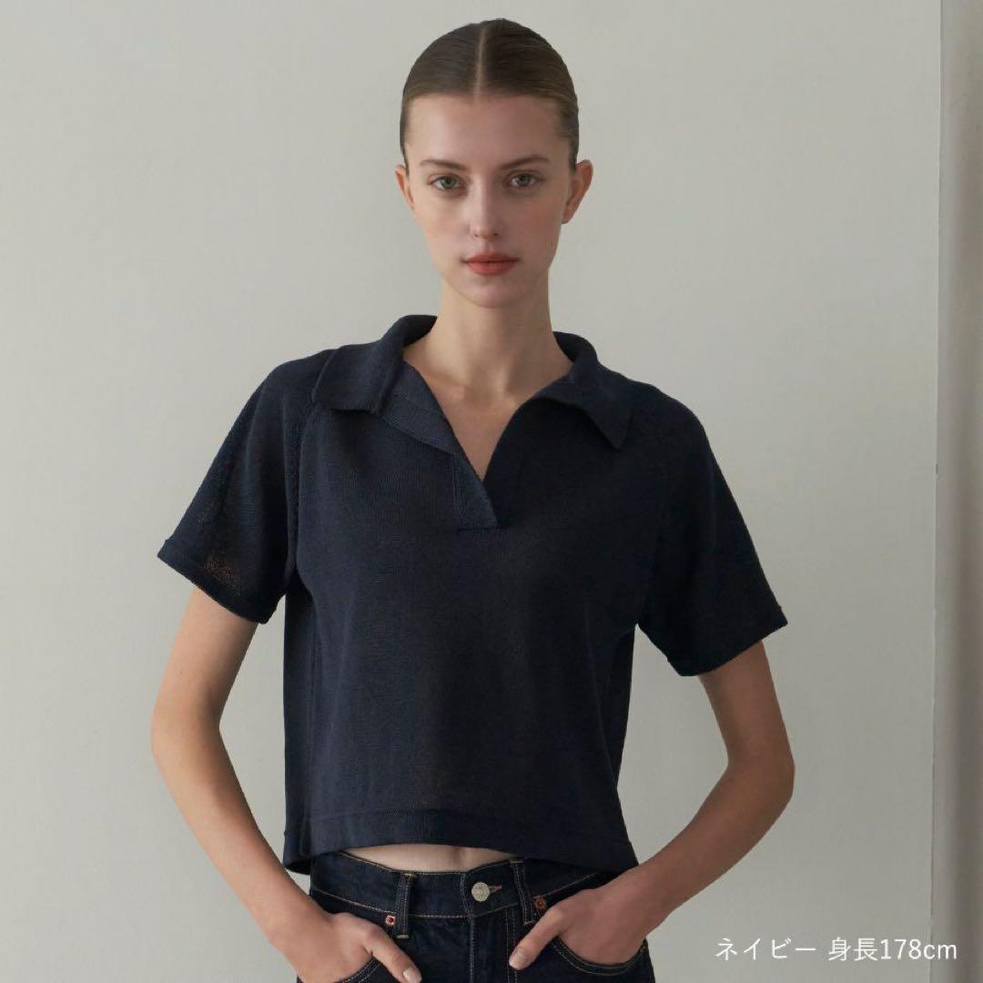 新品 WRAY レイ エシカルニットポロ ネイビー フリーサイズ