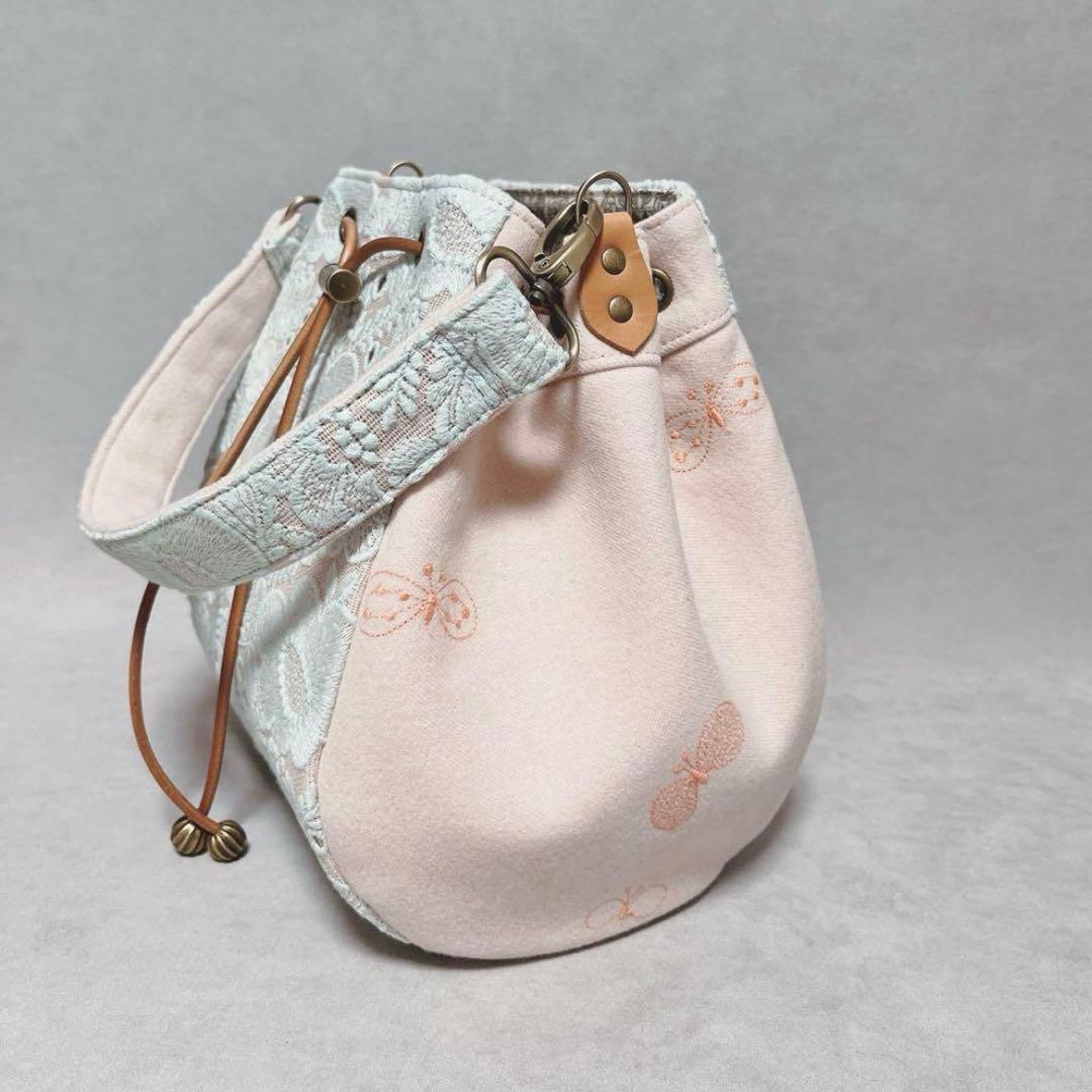 ハンドメイド　ミナペルホネン　ドローストリングバッグ⑅︎◡̈︎* 〜しずくまち