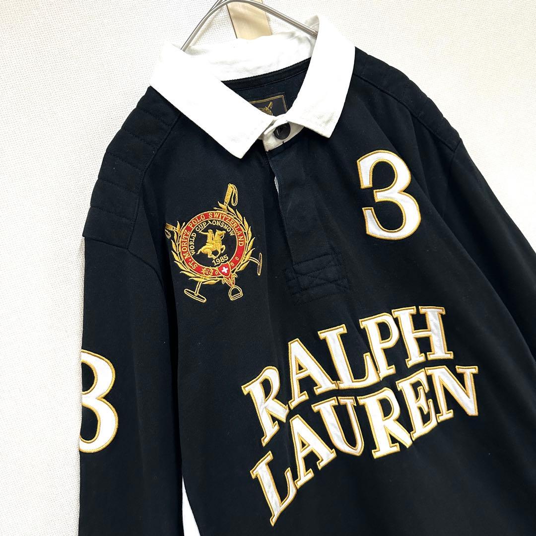 90's ラルフローレン×サンモリッツ ワールドカップ 長袖 ラガーシャツ