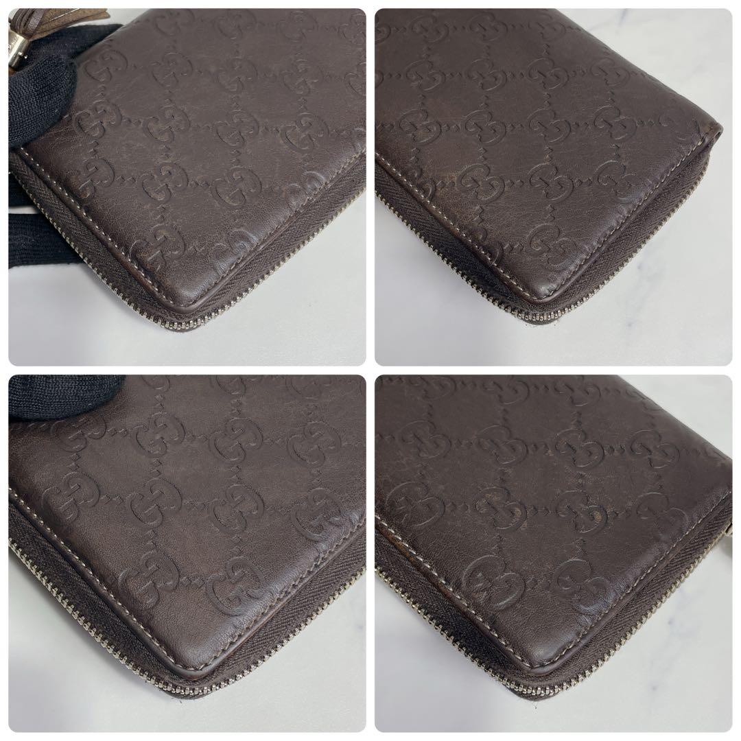 美品✨GUCCI ラウンドファスナー GGシマ バンブー ブラウン 長財布