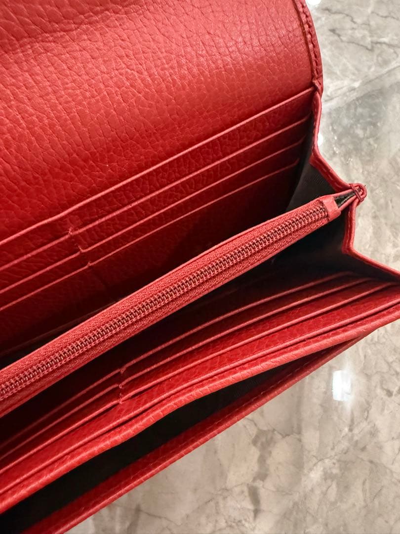 極美品！即発送！GUCCIインターロッキング長財布 ★赤★