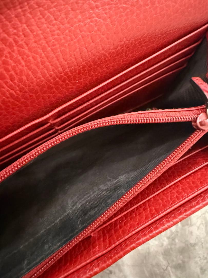 極美品！即発送！GUCCIインターロッキング長財布 ★赤★
