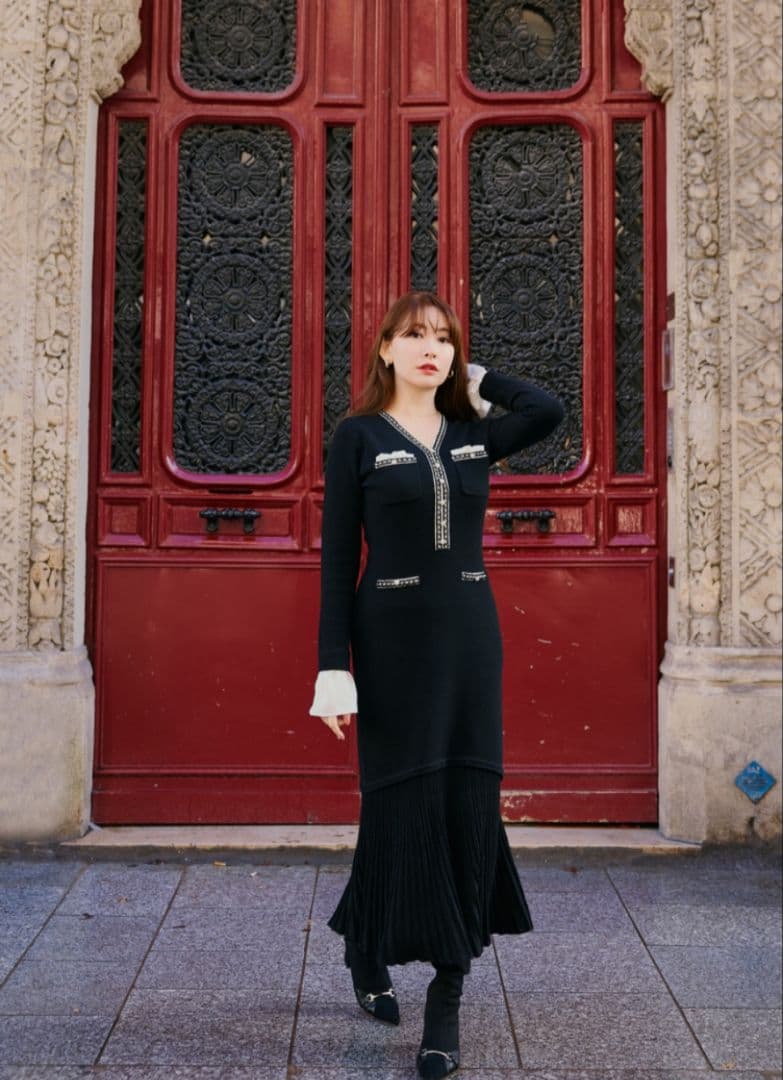 Her lip to Isaline Long Knit Dress 新品 M