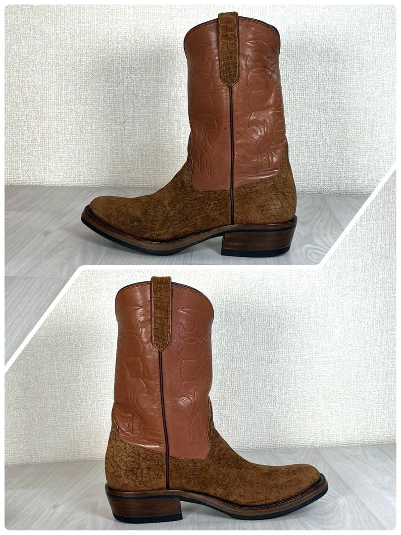 【未使用級】リオスオブメルセデス　ウエスタン ブーツ　ヒポ レザー　カバ革