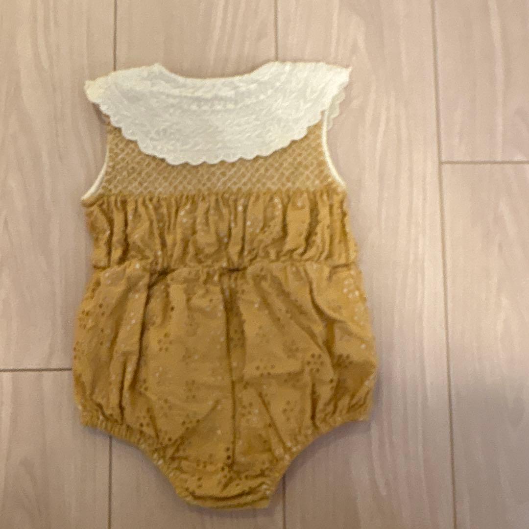 コントンさんへ　Bebe organicネイビー ベロアコットンロンパース