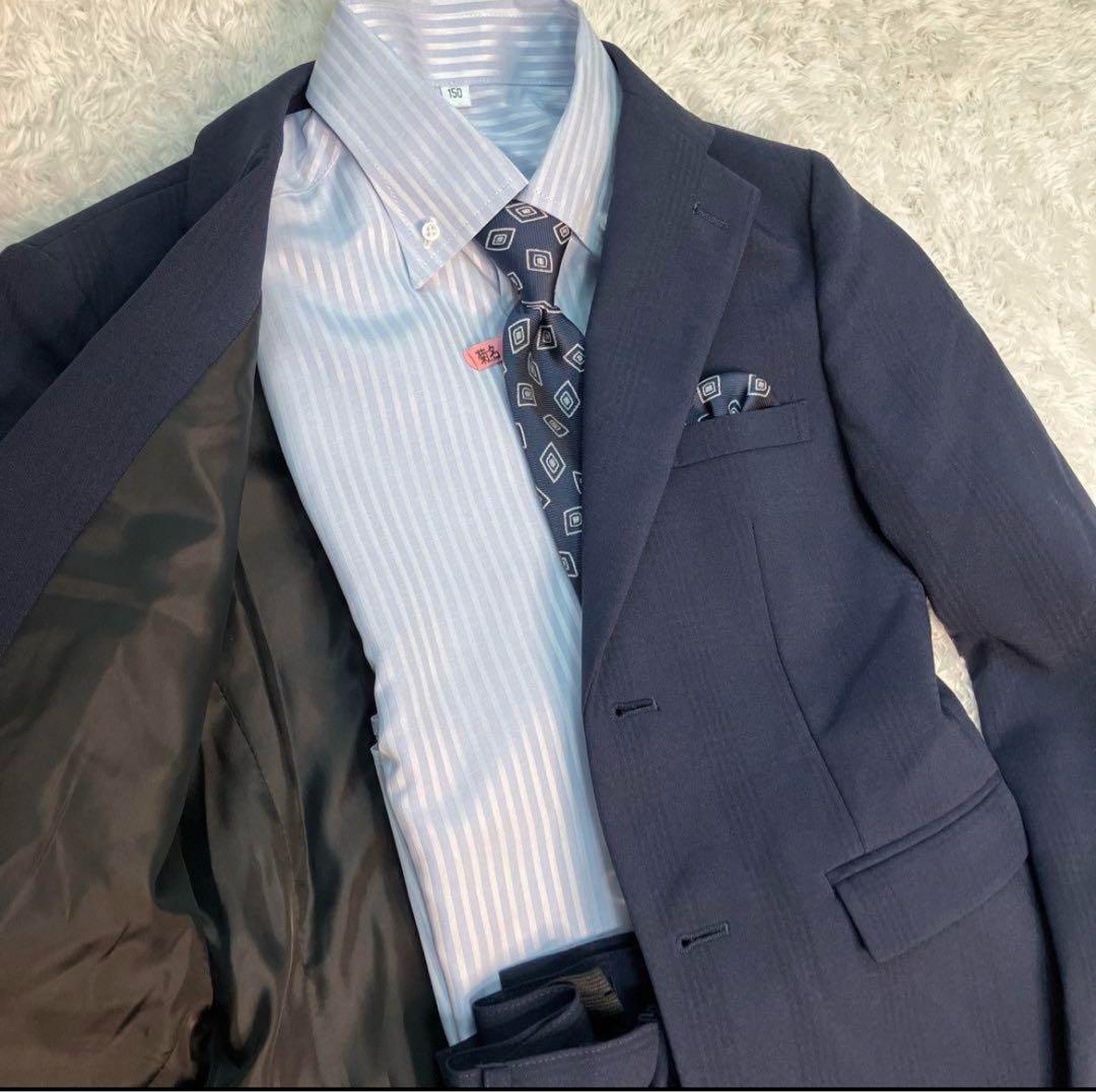美品 ワンダーファクトリー フォーマル セレモニー スーツ 150 ネイビー