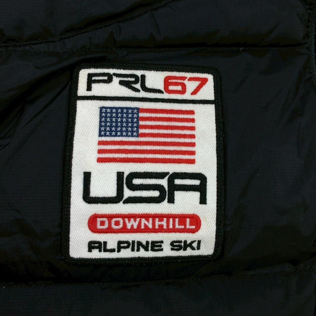 ポロラルフローレン ダウンベスト ビッグポニー 星条旗ワッペン 黒 L　D933