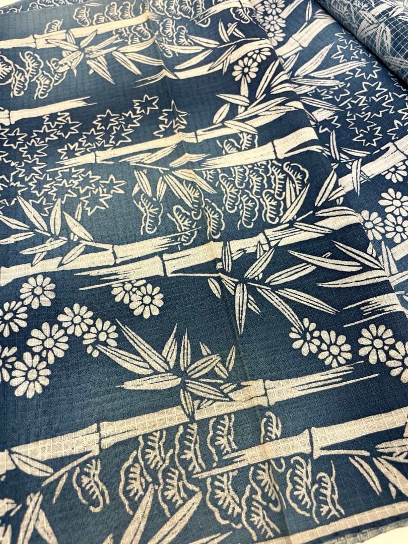 浴衣 紅梅織 堅牢染 三勝染 綿 反物