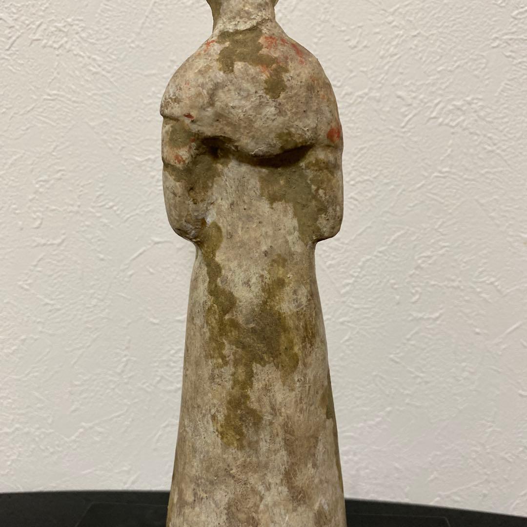 中国美術 唐 加彩 婦人俑 置物