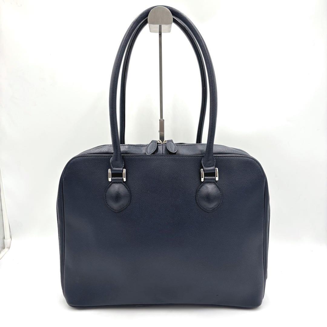 土屋鞄ツチヤカバン レザーブリーフケース ビジネスバッグ A4 肩掛け ネイビー