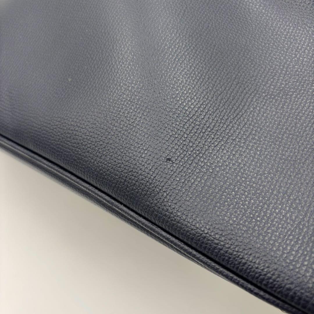 土屋鞄ツチヤカバン レザーブリーフケース ビジネスバッグ A4 肩掛け ネイビー