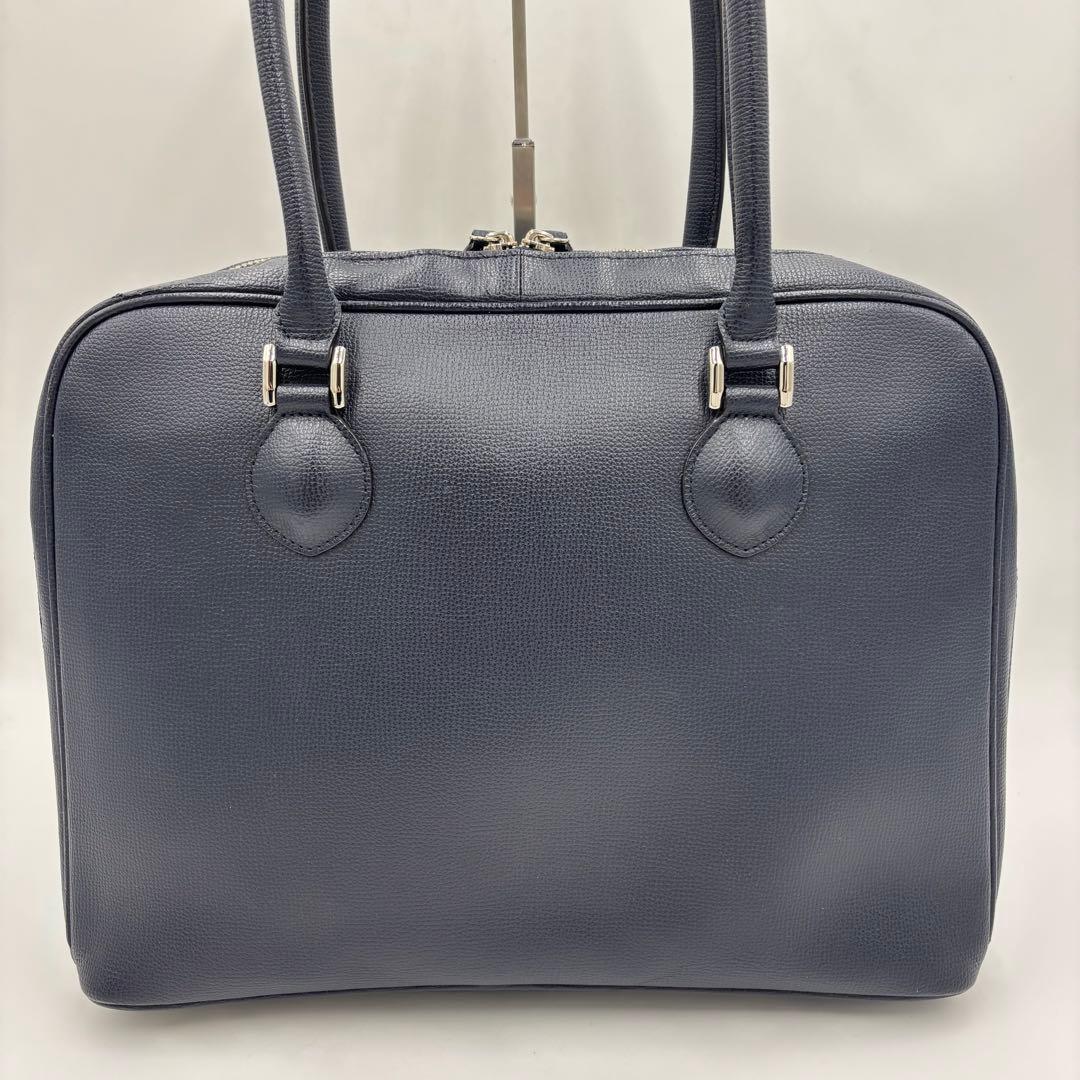 土屋鞄ツチヤカバン レザーブリーフケース ビジネスバッグ A4 肩掛け ネイビー