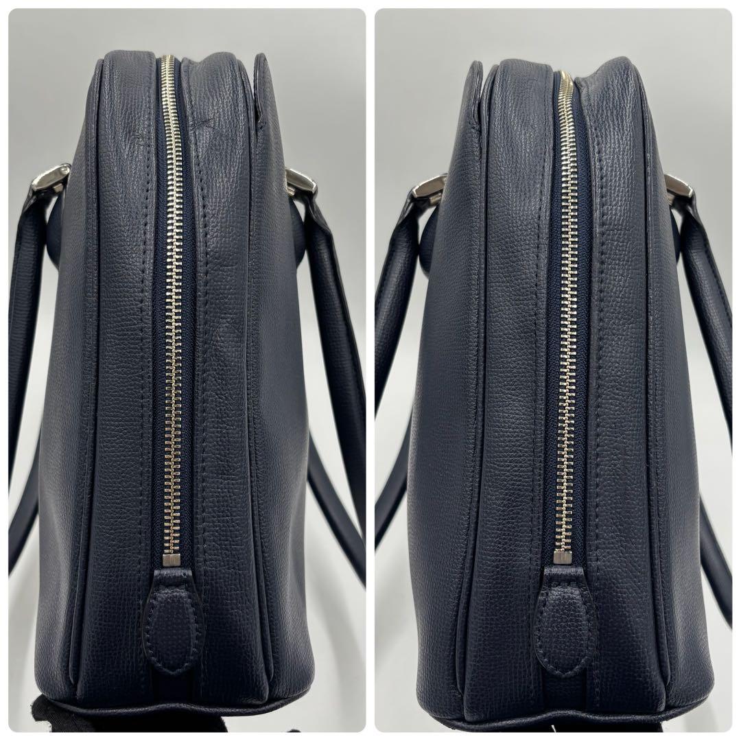 土屋鞄ツチヤカバン レザーブリーフケース ビジネスバッグ A4 肩掛け ネイビー