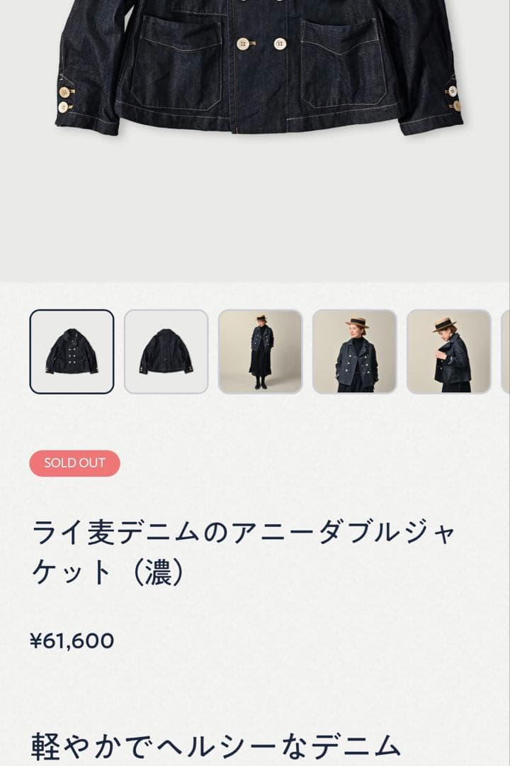 最終価格45R20252026新作デニムアニーダブルジャケット濃完売品新品未使用