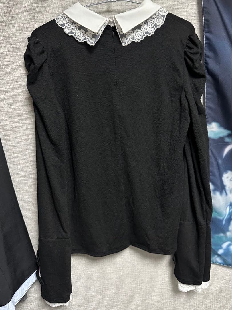 DimMoire正規品 Lサイズ おすましレース襟トップス 黒白