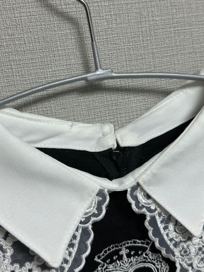 DimMoire正規品 Lサイズ おすましレース襟トップス 黒白