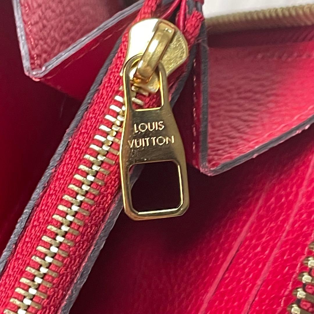 美品 LOUIS VUITTON ルイヴィトン 赤 モノグラムエンボス 長財布