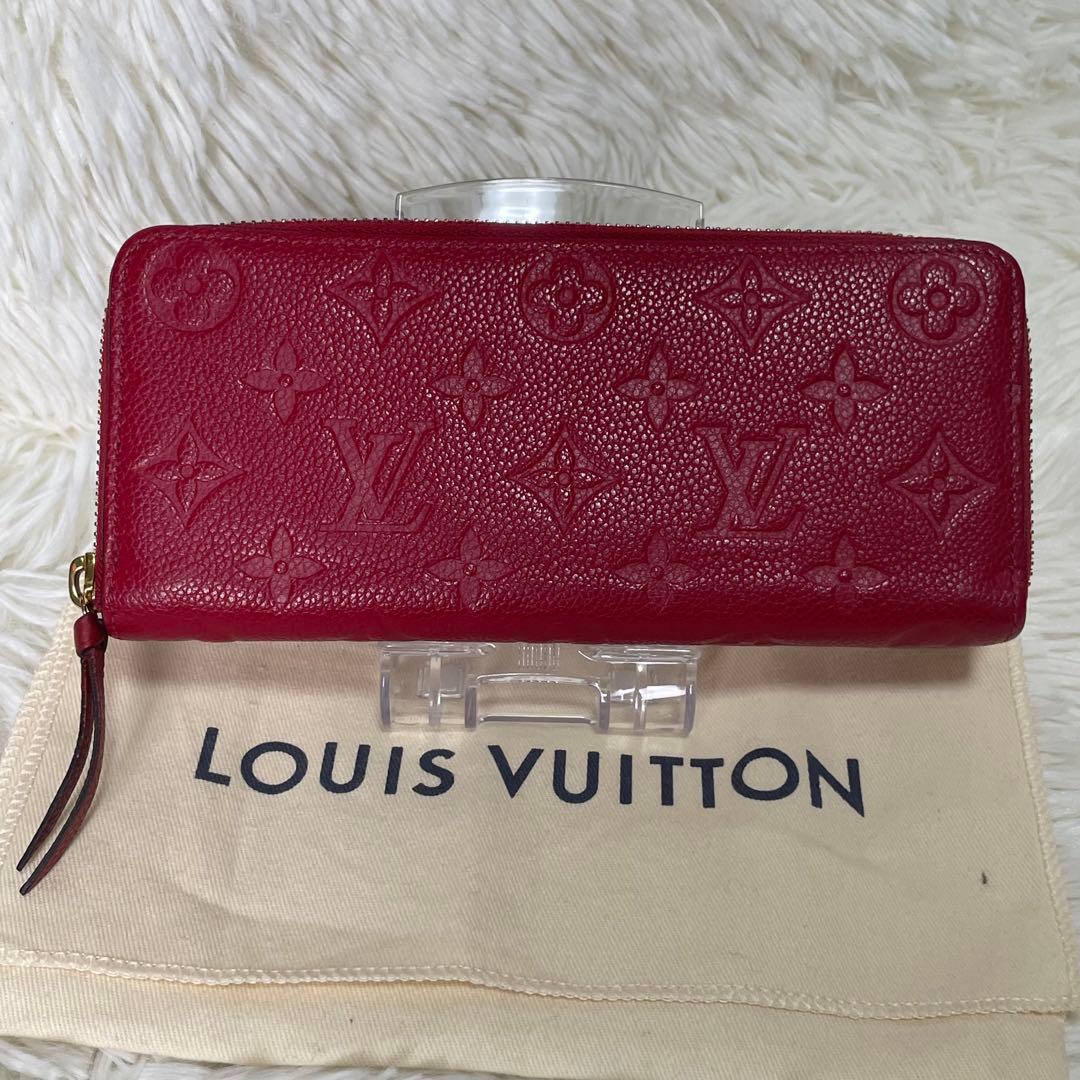 美品 LOUIS VUITTON ルイヴィトン 赤 モノグラムエンボス 長財布