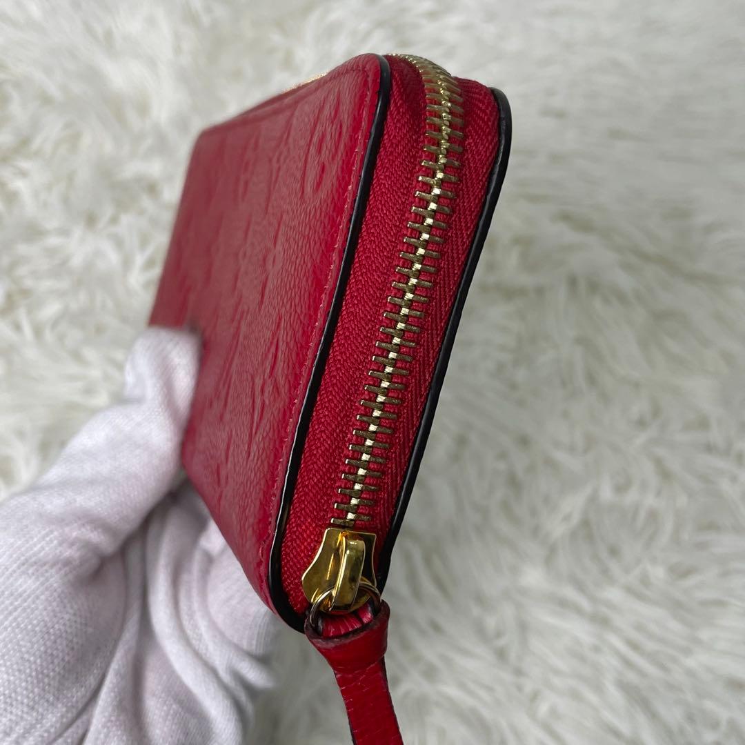 美品 LOUIS VUITTON ルイヴィトン 赤 モノグラムエンボス 長財布