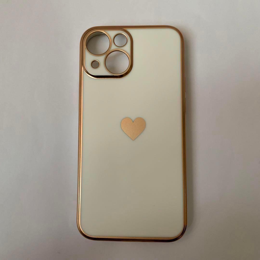 ★電気メッキ耐衝撃電話ケースiPhone 13 mini ハート ホワイト 白