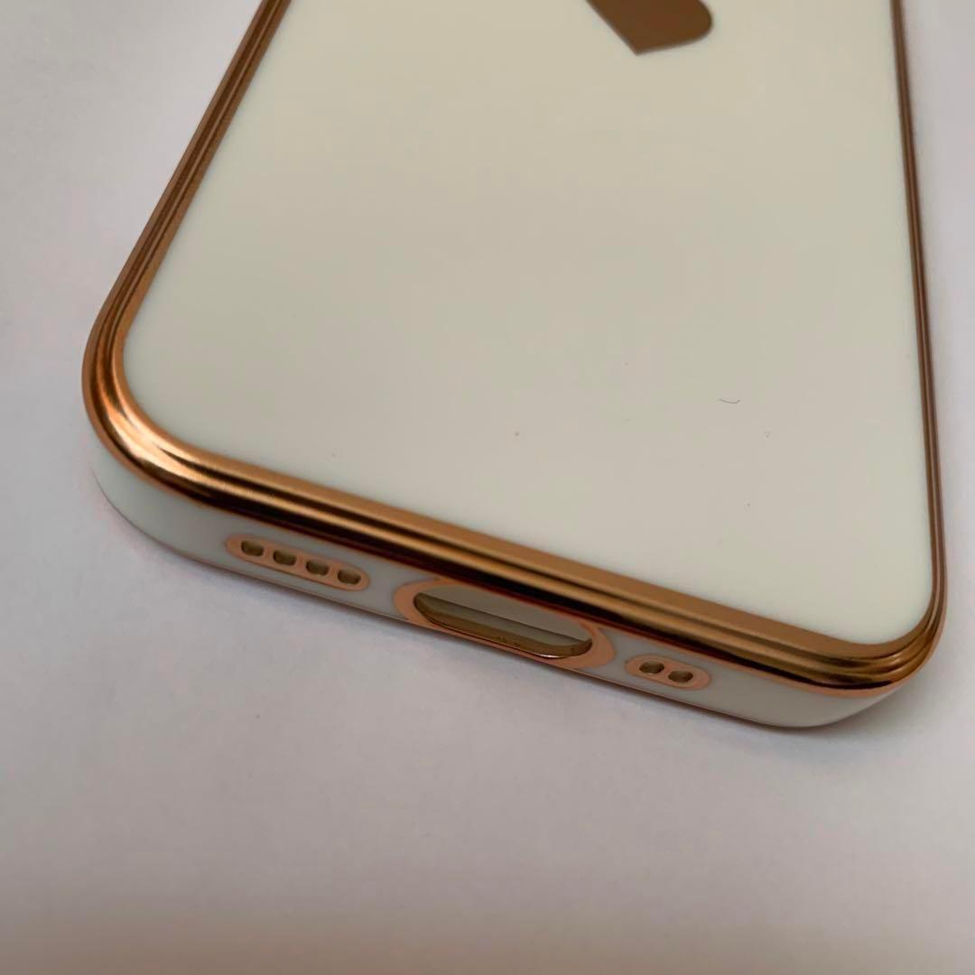★電気メッキ耐衝撃電話ケースiPhone 13 mini ハート ホワイト 白
