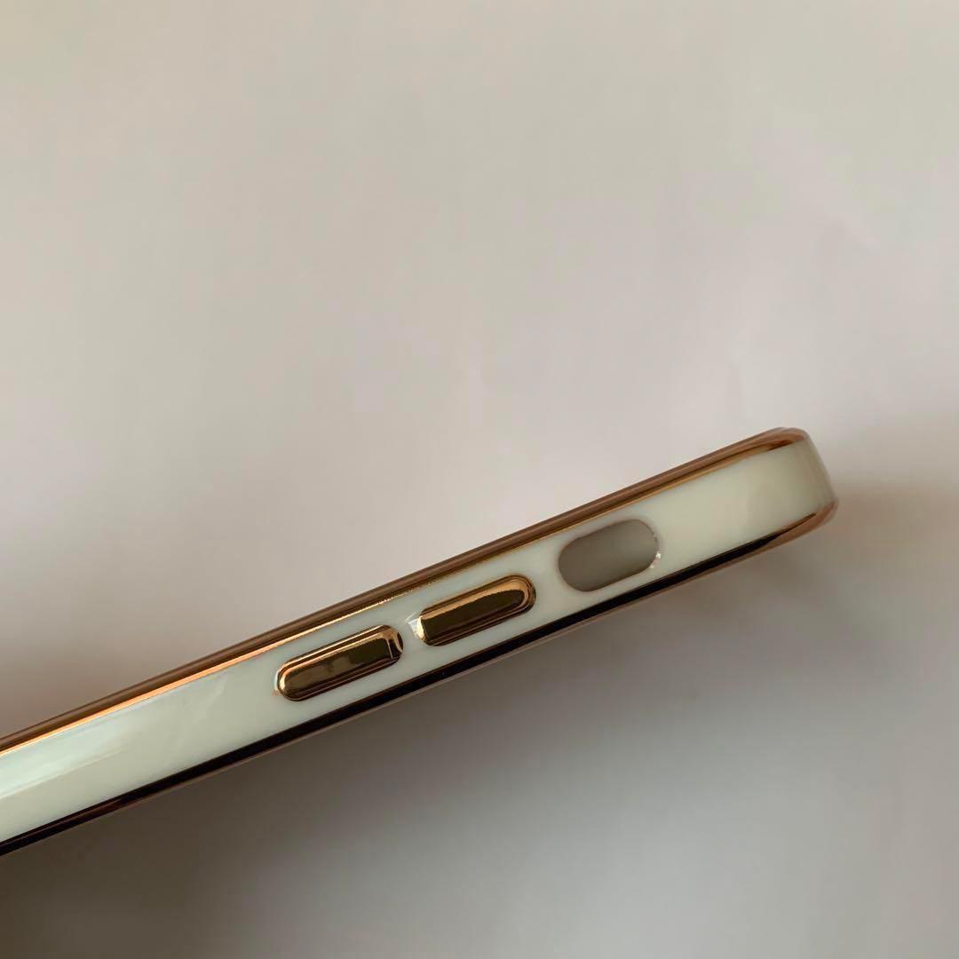 ★電気メッキ耐衝撃電話ケースiPhone 13 mini ハート ホワイト 白