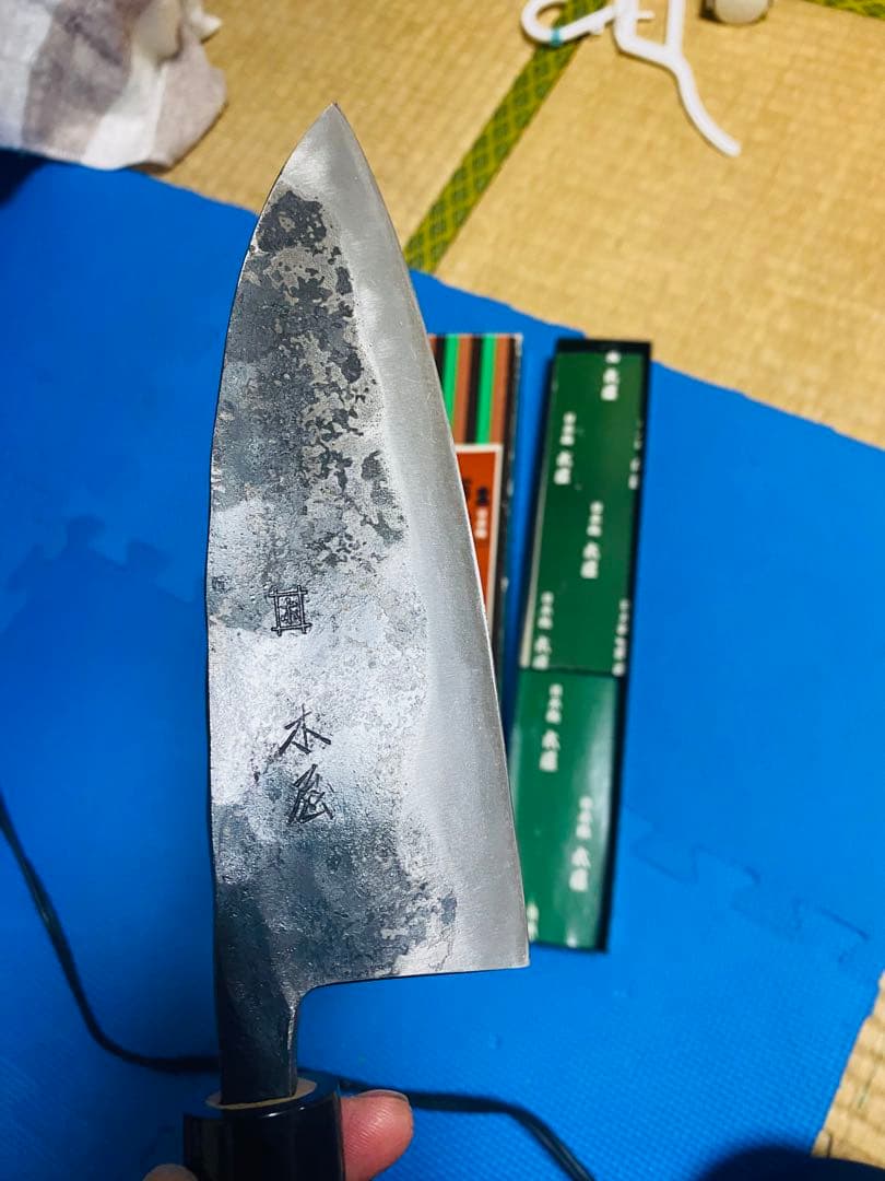 木屋出刃　青い紙　本水牛角