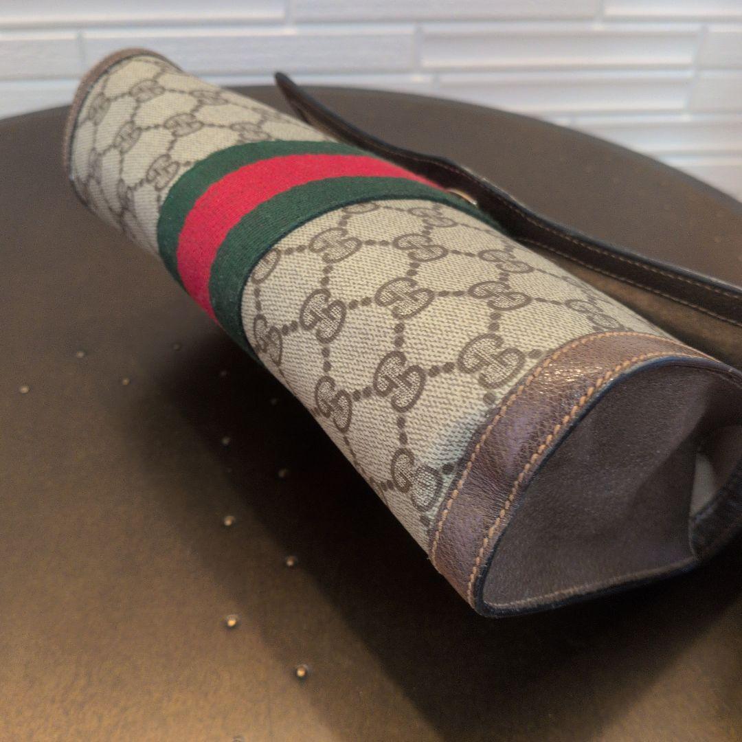GUCCI シェリーライン GG クラッチバッグ ブラウン レザー ロゴ