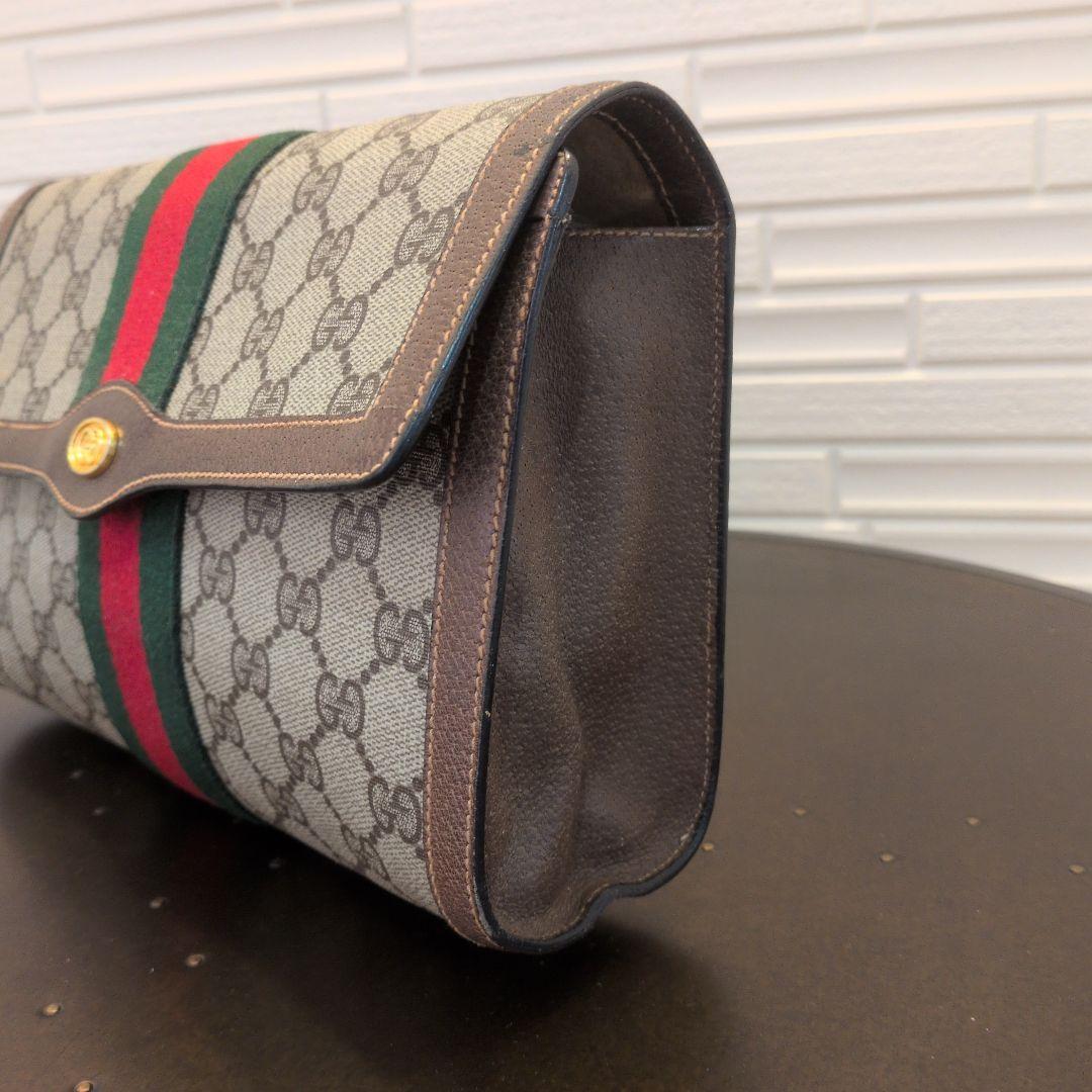 GUCCI シェリーライン GG クラッチバッグ ブラウン レザー ロゴ