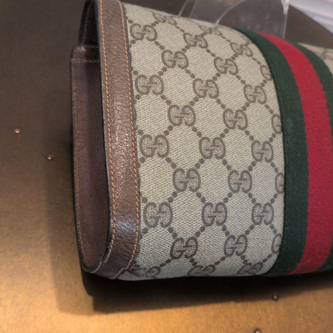 GUCCI シェリーライン GG クラッチバッグ ブラウン レザー ロゴ