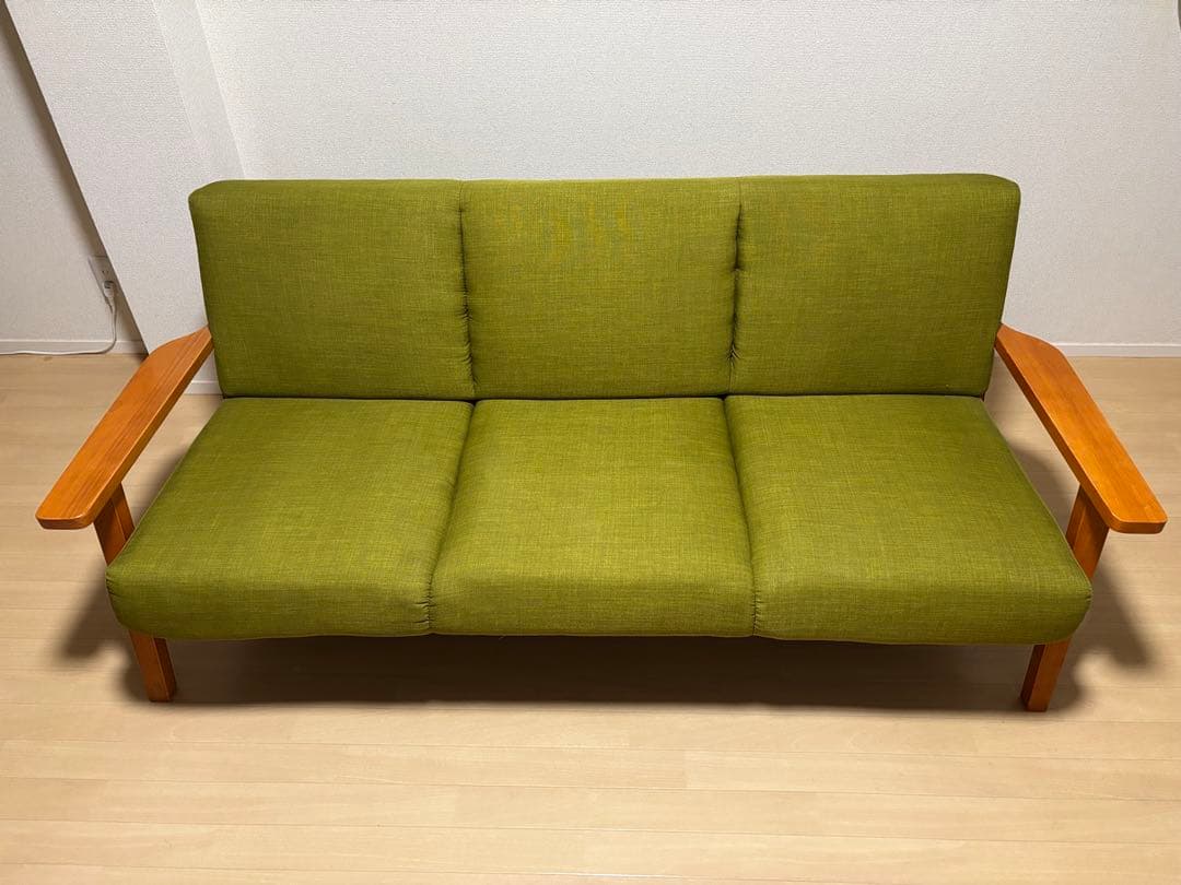 ◽️北欧風 モスグリーン布製3人掛けソファ◽️