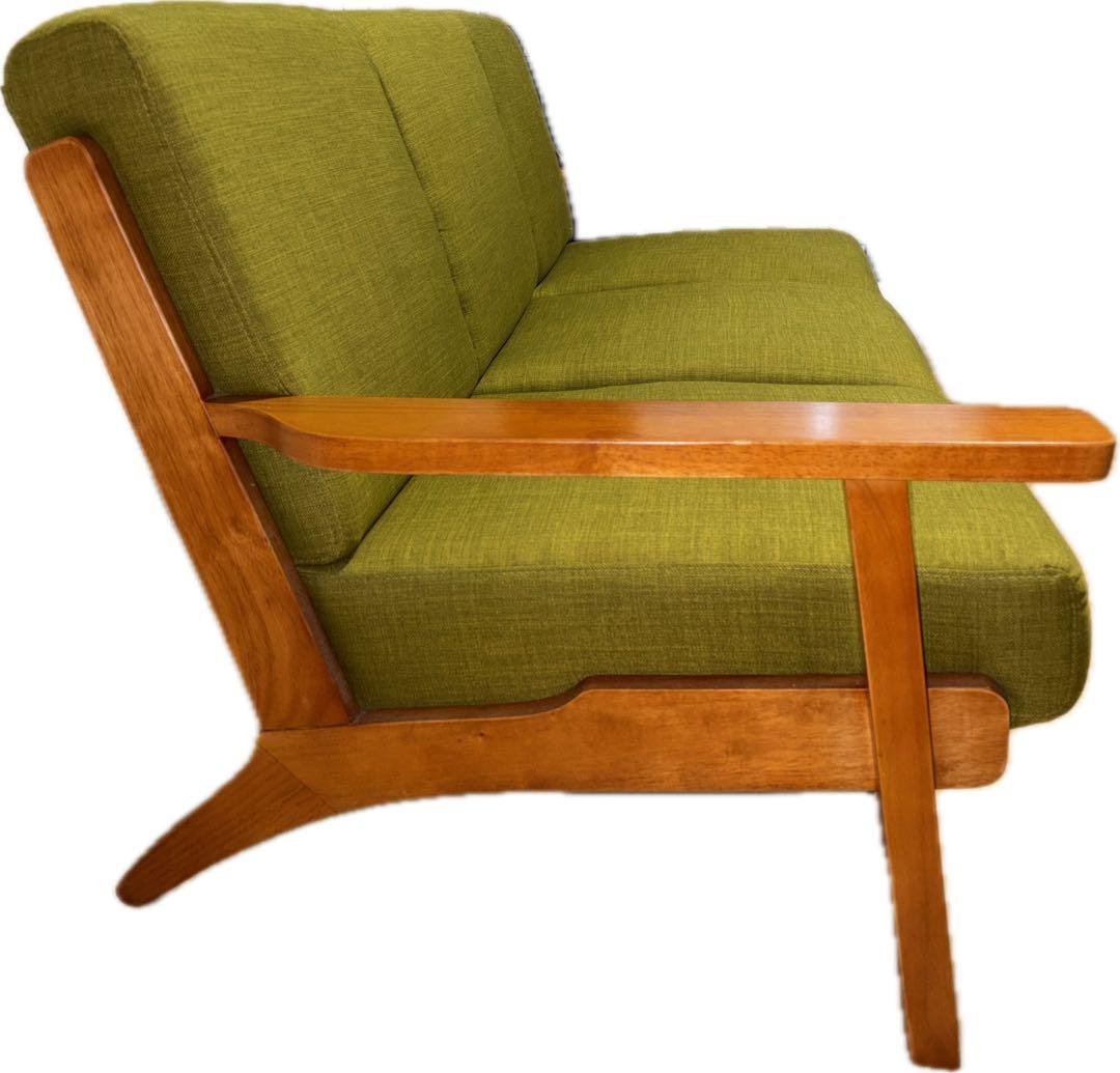 ◽️北欧風 モスグリーン布製3人掛けソファ◽️