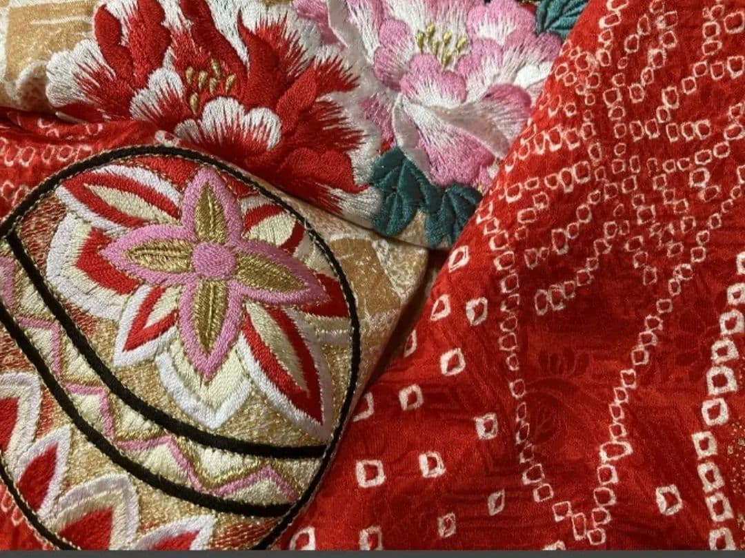 No60　正絹　女の子　お宮参り長襦袢付き　　産着　絞り