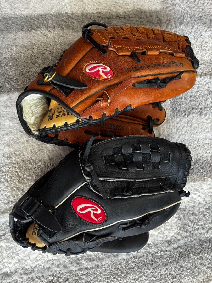 一般用Rawlings 野球グローブ ブラウン ブラック（2個セット）