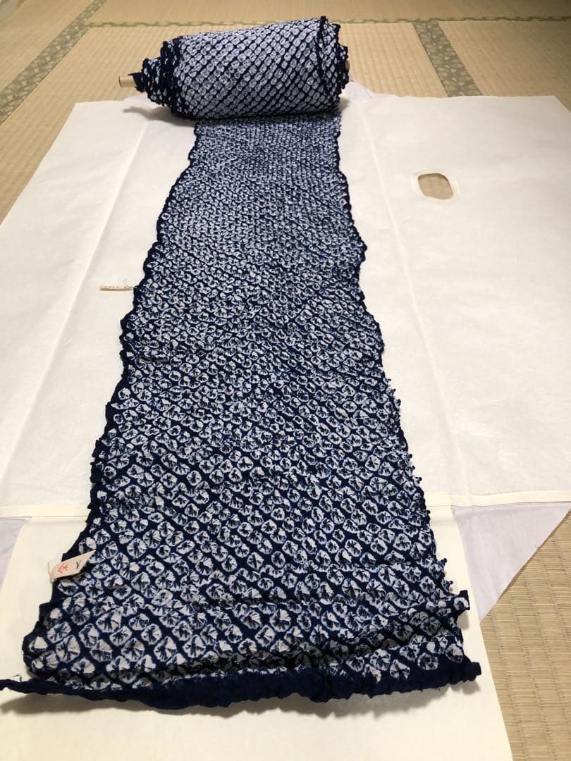 新品未使用タグ付 夏着物 反物 有松絞り 藍染