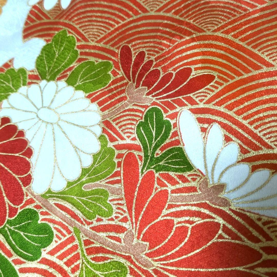 正絹 オフホワイト 牡丹、菊、梅 振袖リメイクドレス