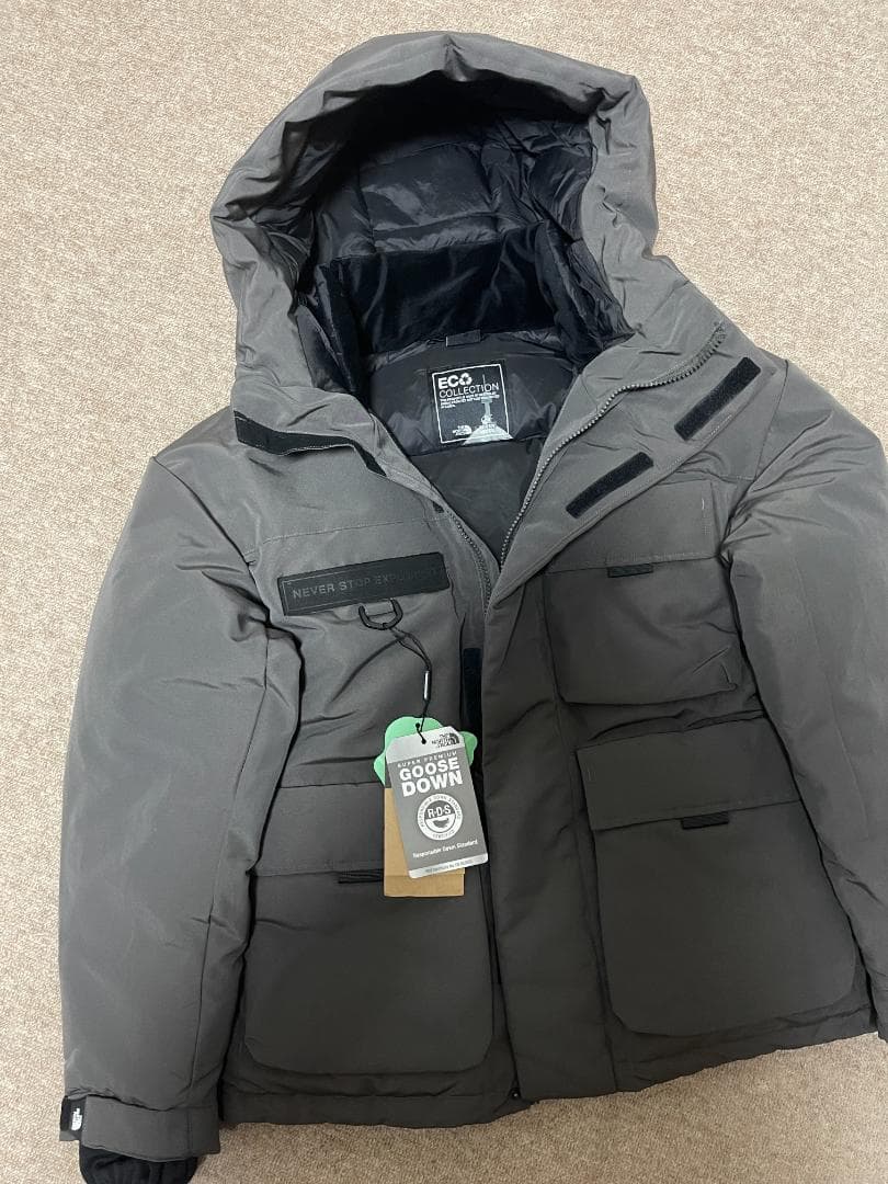 新品　韓国限定ノースフェイス グースダウンジャケット グレー 高級色 メンズ S