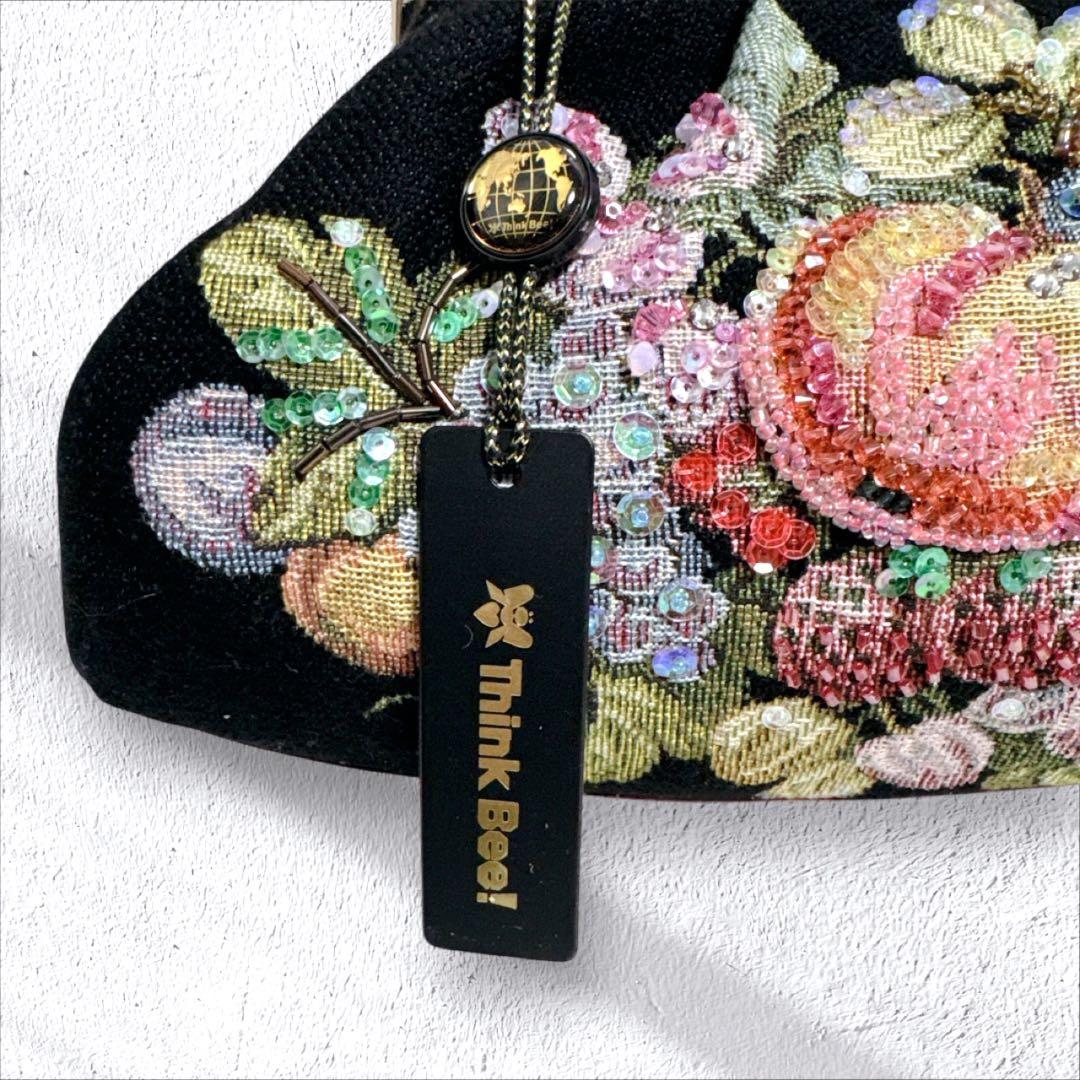 THINK BEE! ショルダーバッグ チェーン スパンコール がま口 ゴブラン