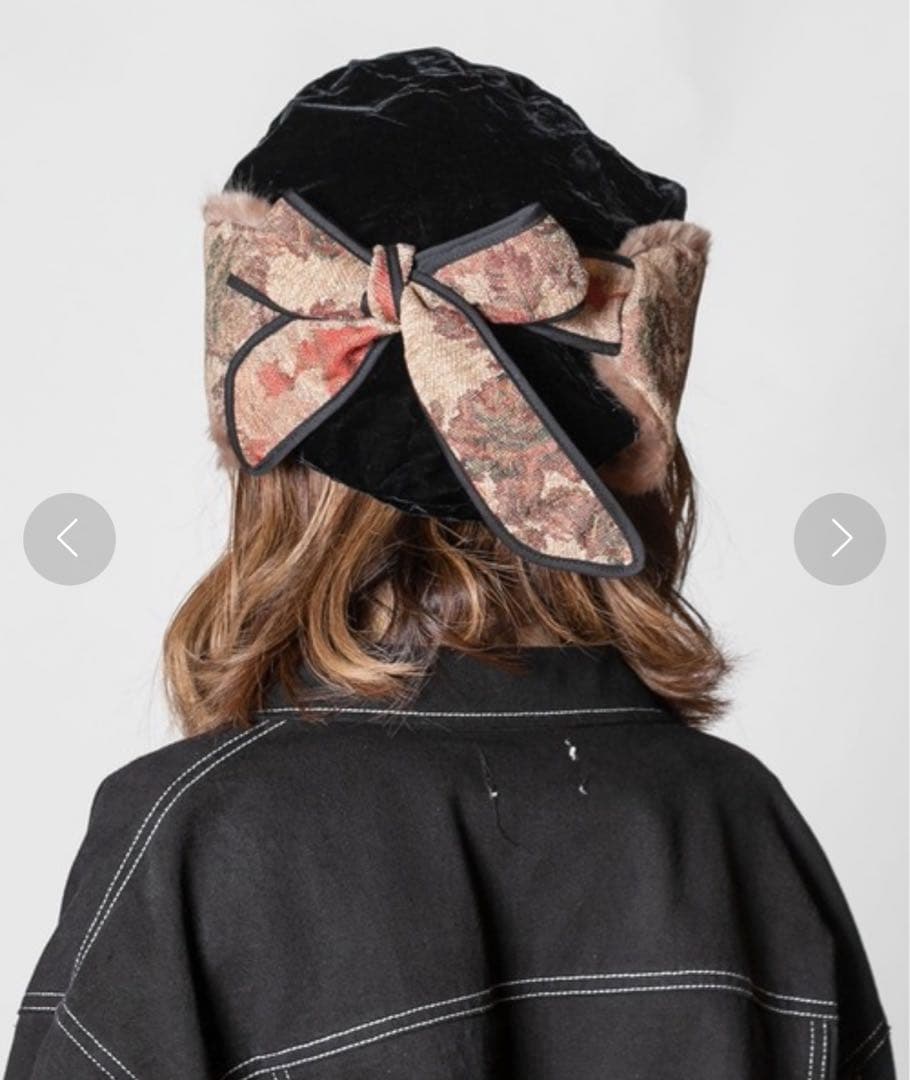 CA4LA☆ベルベットファー付き黒ベレー帽