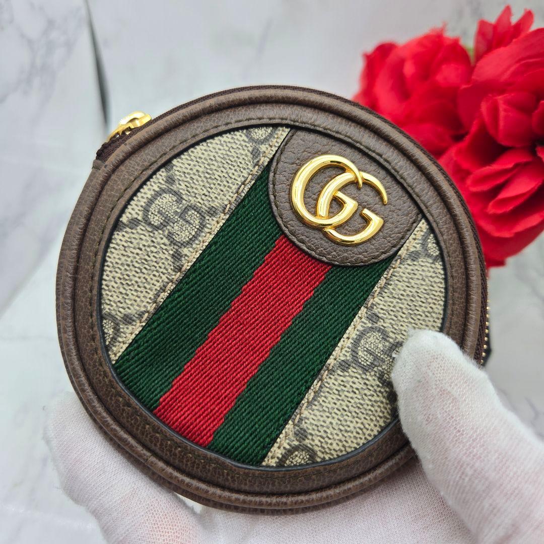 【極美品】GUCCI グッチ ケース 小銭入れ 財布 シェリーライン 丸型
