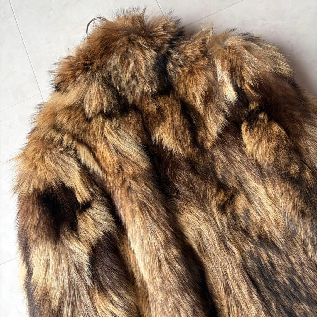 ✨最高級 リアルファー 毛皮コート ラクーンファー ブラウン系 フリーサイズ