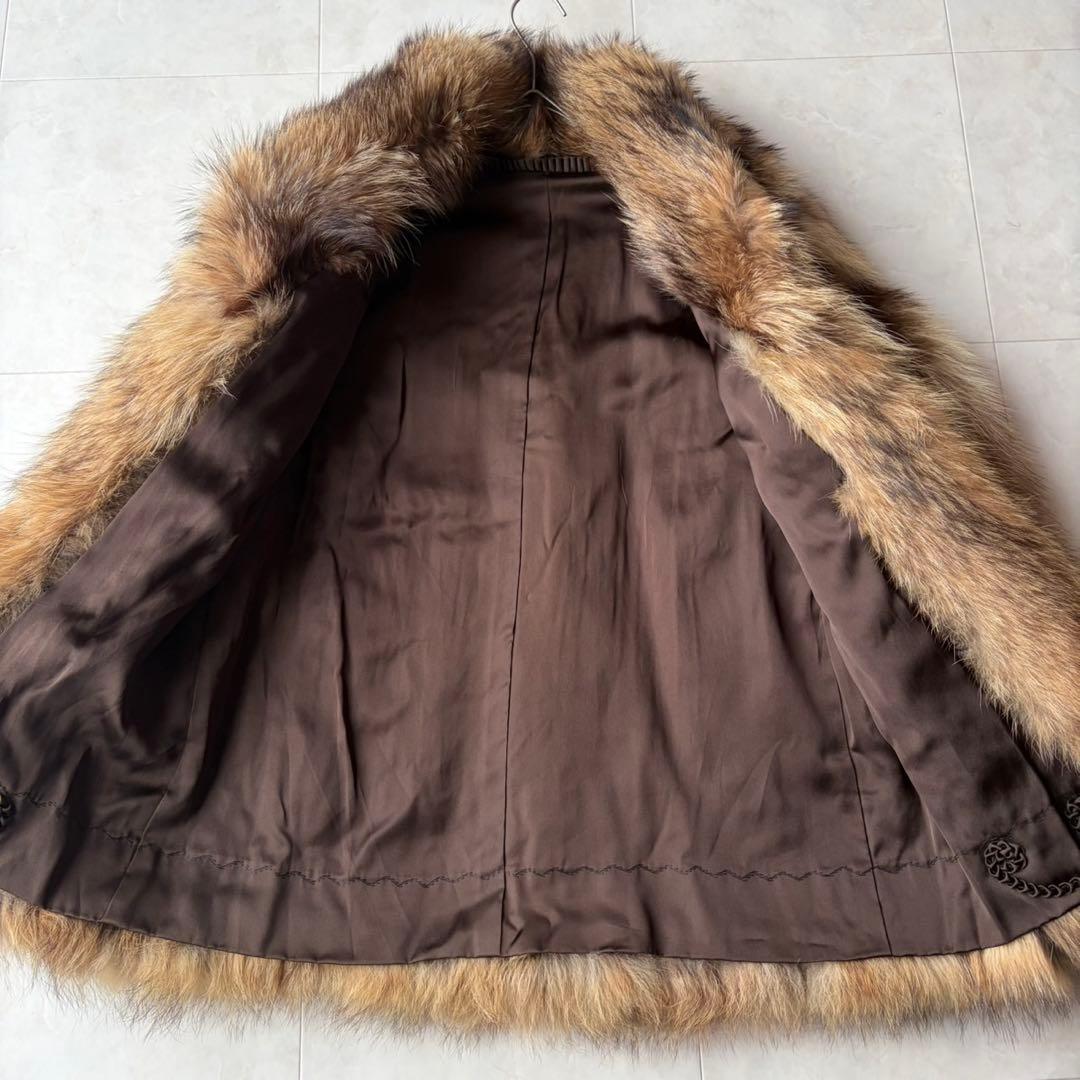 ✨最高級 リアルファー 毛皮コート ラクーンファー ブラウン系 フリーサイズ