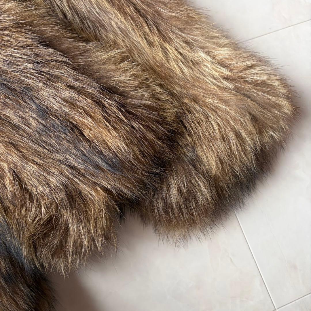 ✨最高級 リアルファー 毛皮コート ラクーンファー ブラウン系 フリーサイズ