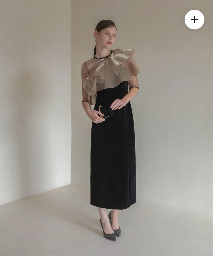 LEJA アシンメトリーティアードフリル3WAYベロアワンピースドレス