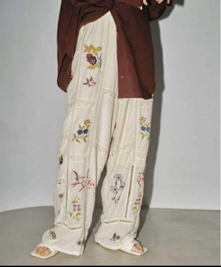 TODAYFUL Embroidery Patchwork パンツ 38 刺繍