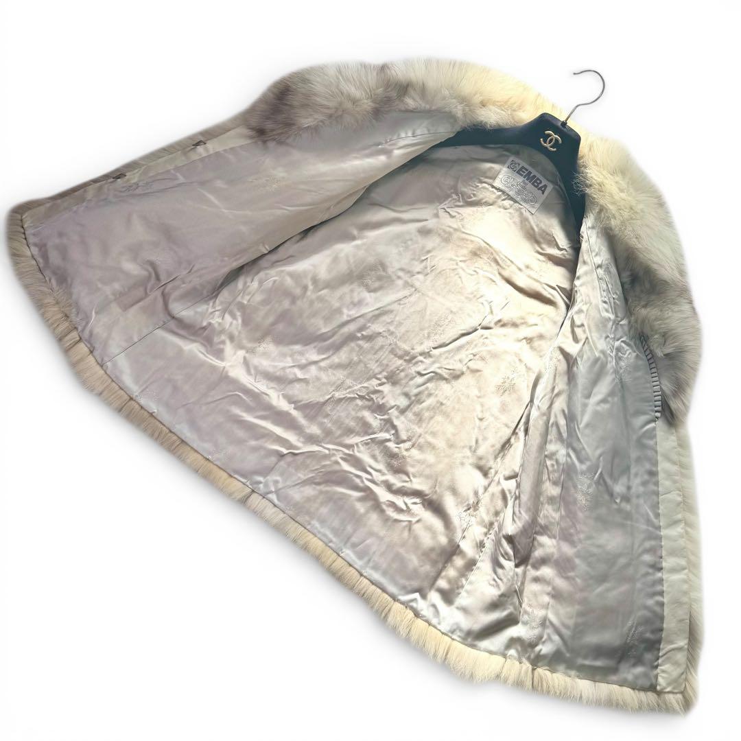 ボリューム◎EMBA ブルーフォックス　ファーコート　本毛皮　リアルファー